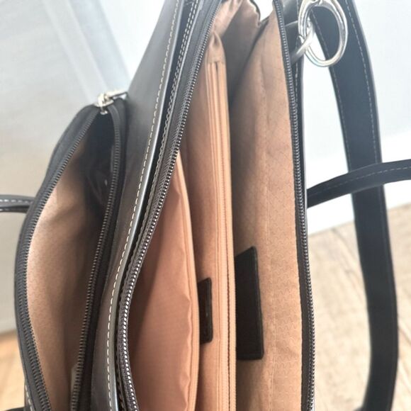 Mcklein Lake Forest Ladies Leather Laptop Brief Case Removable - Black bag - Picture 11 of 15